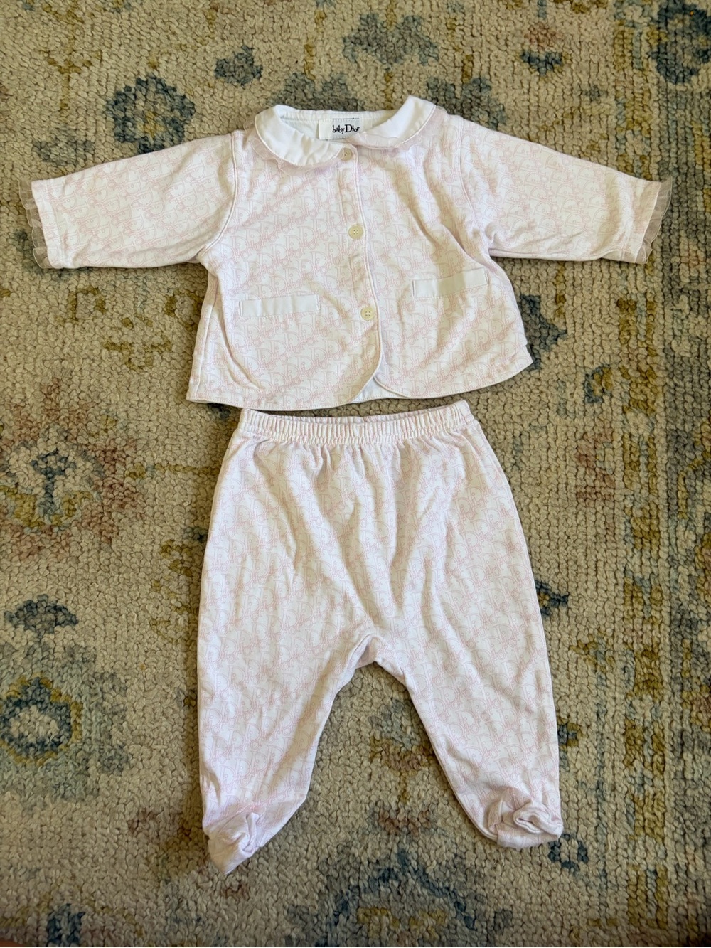 Baby Dior Pink Two-Piece Pajama Set